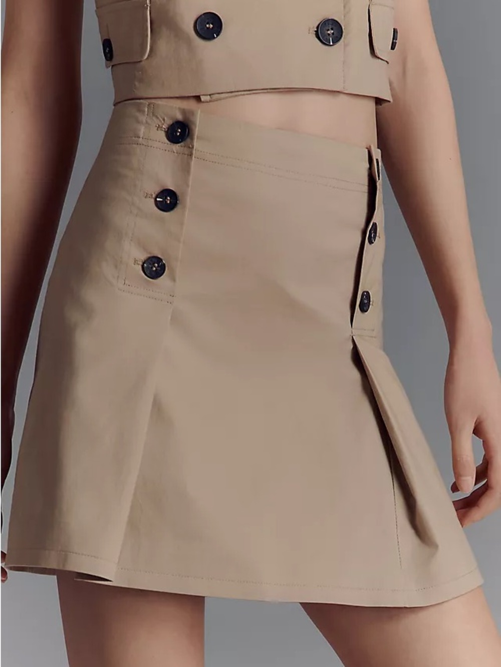 Anthropologie Avec Les Filles Khaki Mini Skirt Size 14 Utility Safari Casual - Picture 2 of 15